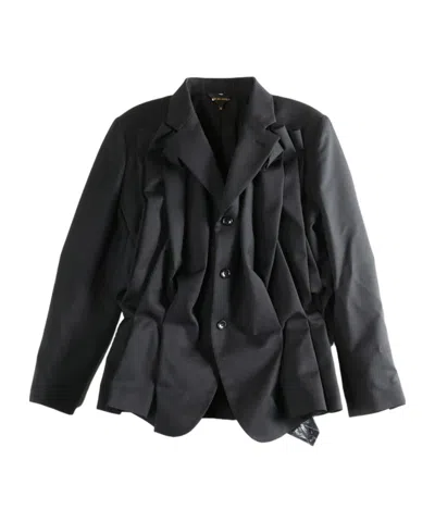 Comme Des Garçons Ruffled Relaxed-fit Blazer In Black