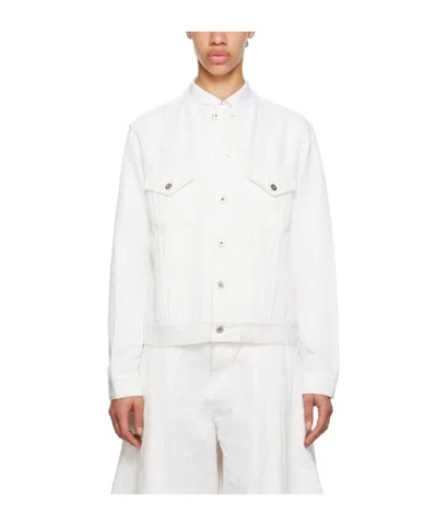 Comme Des Garçons Ruffled Round-collar Casual Jacket In White