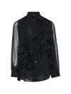Comme Des Garçons Polyester Georgette Blouse In Black