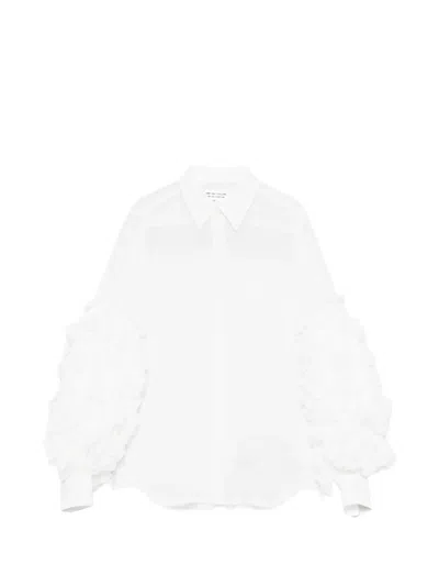 Comme Des Garçons Ruffled Sheer Blouse In White