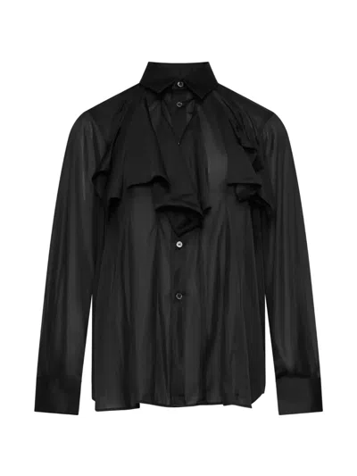 Comme Des Garçons Ruffled Sheer Shirt In Black