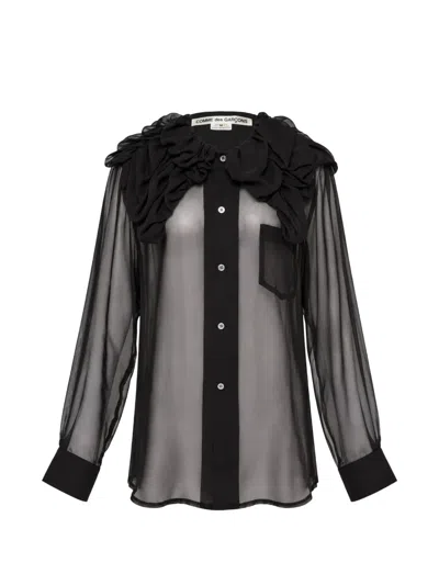 Comme Des Garçons Ruffled Sheer Shirt In Multi