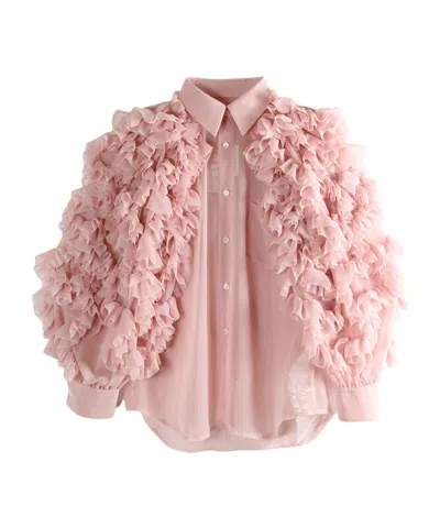 Comme Des Garçons Ruffled Shirt In Pink