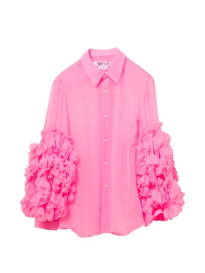 Comme Des Garçons Ruffled Shirt In Pink