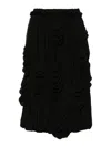Comme Des Garçons Panel Ruched Georgette Midi Skirt In Black