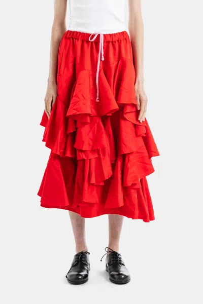 Comme Des Garçons Polyester Satin Garment Dyed Skirt In Red