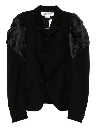 Comme Des Garçons Ruffled-sleeve Blazer In Black