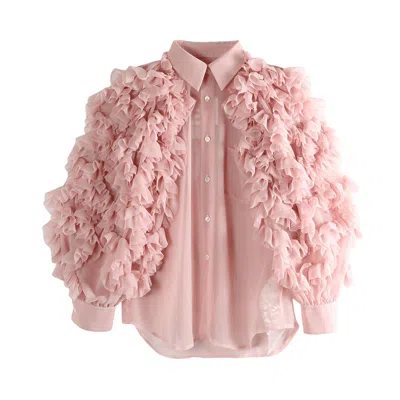 Pre-owned Comme Des Garçons Ruffled Sleeve Blouse 'pink' | Women's Size M