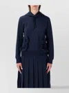 Comme Des Garçons Navy Hoodie With Ruffle Pockets In Blue