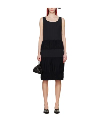Comme Des Garçons Ruffled Sleeveless Dress In Black