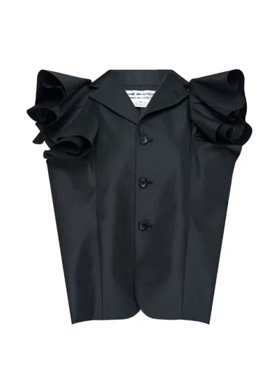 Comme Des Garçons Ruffled Sleeveless Top In Black
