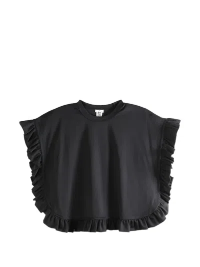 Comme Des Garçons Ruffled Sleeveless T-shirt In Black