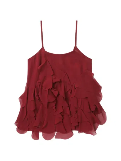 Comme Des Garçons Ruffled Spaghetti-strap Top In Red