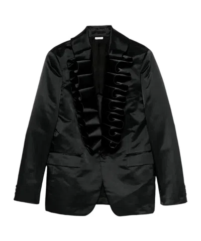 Comme Des Garçons Ruffled Suit Coat In Black