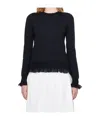 Comme Des Garçons Navy Ruffled Sweater In Black