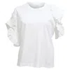 Comme Des Garçons Ruffled T-shirt In White Cotton