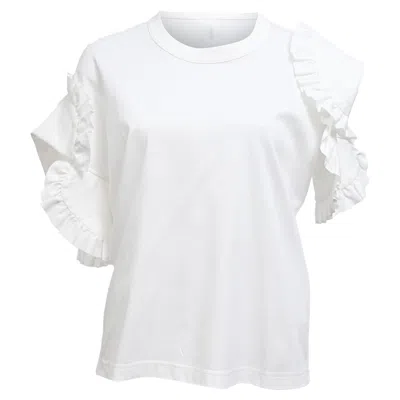 Comme Des Garçons Ruffled T-shirt In White Cotton