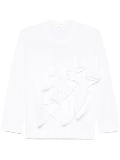 Comme Des Garçons Ruffled T-shirt In White