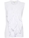 Comme Des Garçons Round Neck Sleeveless Top With Ruffled Detailing