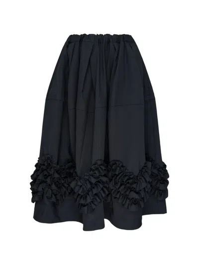 Comme Des Garçons Ruffled Tiered Maxi Skirt In Black