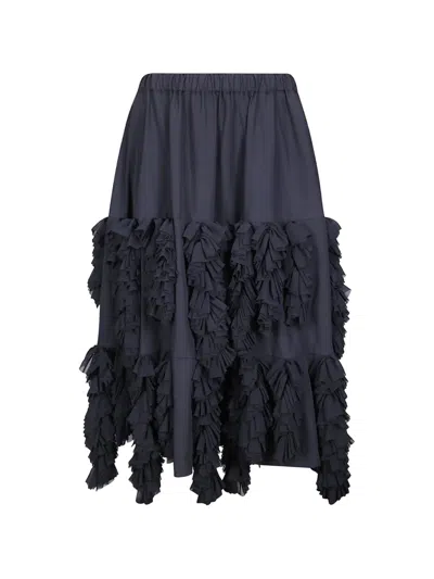 Comme Des Garçons Tiered Ruffled Georgette Midi Skirt In Black