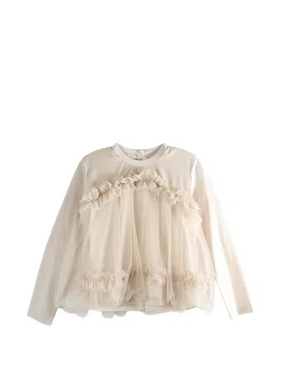 Comme Des Garçons Ruffled Top In Neutral