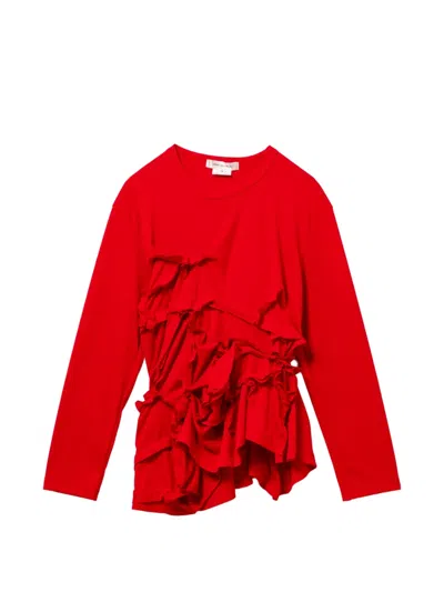 Comme Des Garçons Ruffled Top In Red