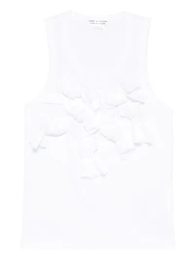 Comme Des Garçons Ruffled Top In White