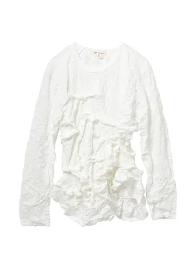 Comme Des Garçons Ruffled Top In White