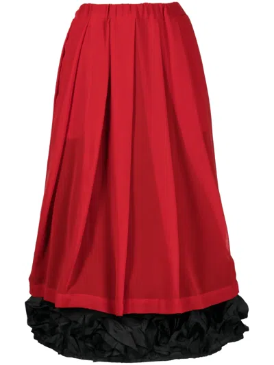 Comme Des Garçons Ruffled-trim Midi Skirt In Red