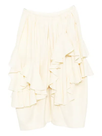 Comme Des Garçons Ruffled Trousers In Neutral