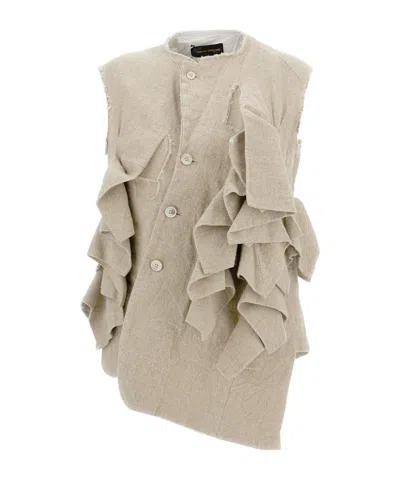 Comme Des Garçons Ruffled Vest In Brown