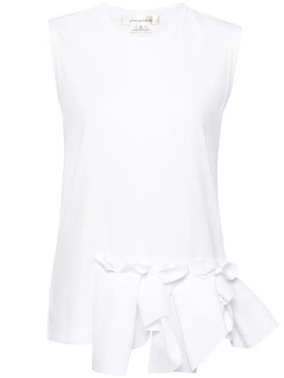 Comme Des Garçons Ruffled Vest In Weiss