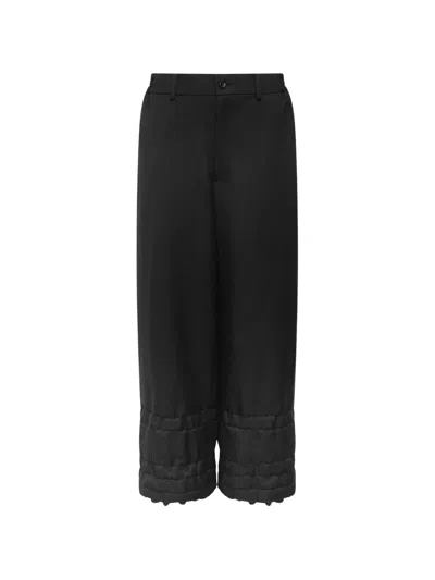Comme Des Garçons Ruffled-trimmed Twill Wide-leg Pants In Gray
