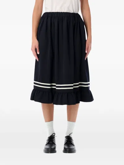 Comme Des Garçons Comme Des Garcons Wool Midi Skirt In Blue