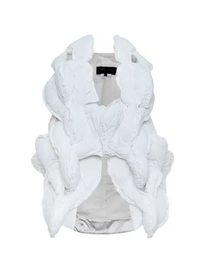 Comme Des Garçons Ruffled-detail Gilet In White