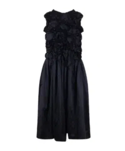 Comme Des Garçons Ruffled-detail Midi Dress In Black