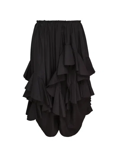 Comme Des Garçons Ruffled-detail Trousers In Black