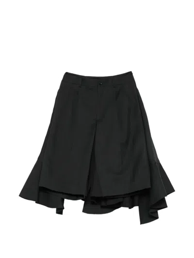 Comme Des Garçons Ruffled-hem Trousers In Black