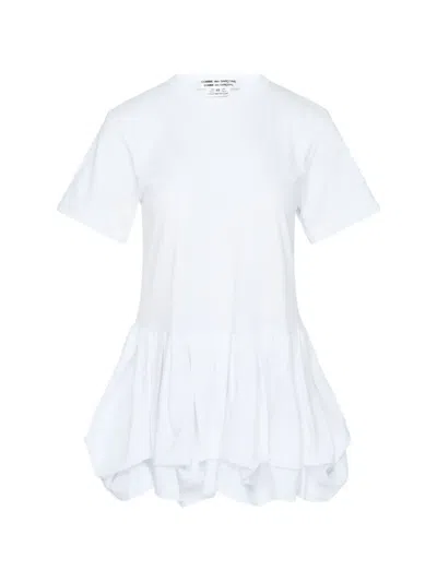 Comme Des Garçons Ruffled-hem T-shirt In White