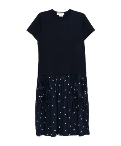 Comme Des Garçons Ruffled-pocket Dress In Blue