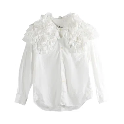 Pre-owned Comme Des Garçons Ruffled-shoulder Blouse 'white' | Women's Size S