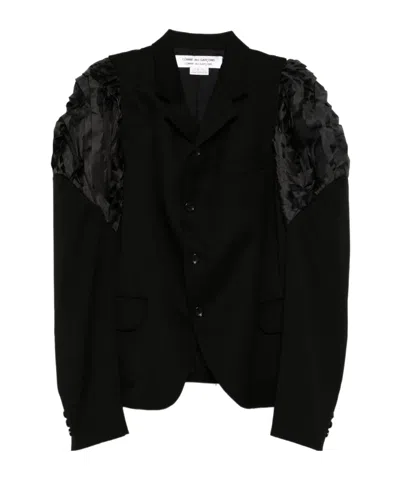 Comme Des Garçons Ruffled-sleeve Blazer In Black