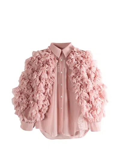 Comme Des Garçons Ruffled-sleeve Blouse In Pink