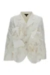 Comme Des Garçons Ruffles Structured Blazer In White