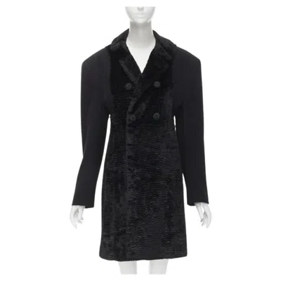 Pre-owned Comme Des Garçons Runway Comme Des Garcons Vintage 1993 Faux Fur Deconstructed Oversized Coat Xl In Black