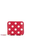 Comme Des Garçons Leather Polkadot Wallet With Zipper In Red