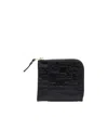 Comme Des Garçons Small Zip Wallet Embossed Logotype In Black