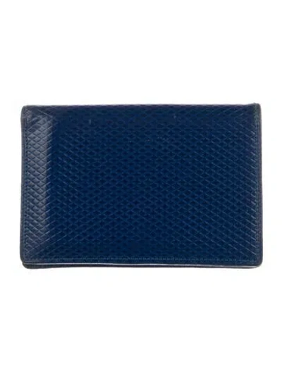 Pre-owned Comme Des Garçons Saffiano Leather Card Holder In Blue