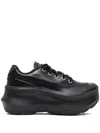 Comme Des Garçons Salomon Leather Platform Sneakers In Black